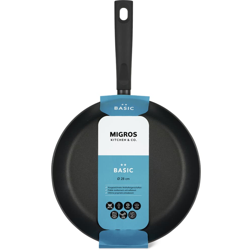 Migros Kitchen & Co. Basic Bratpfanne Ø 28 cm, flach, schwarz