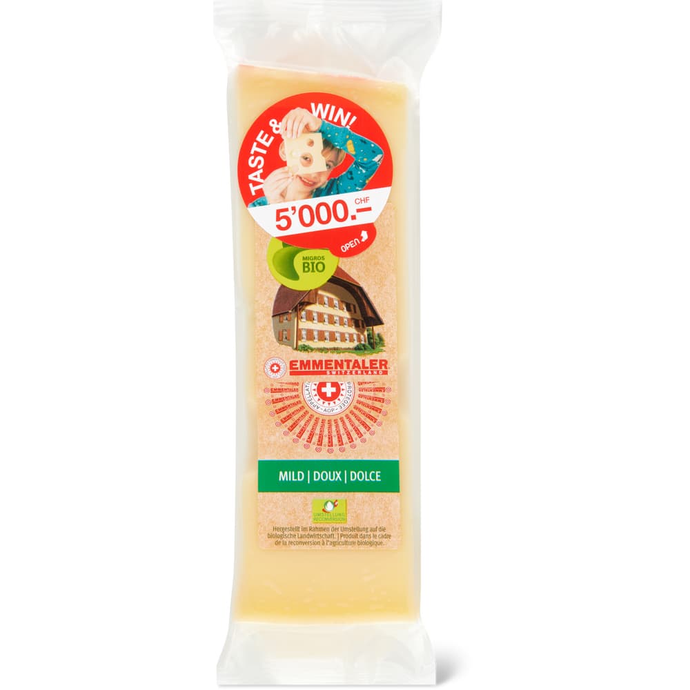 Migros Bio Emmentaler Schweizer Hartkäse, vollfett, mit Rohmilch Mild