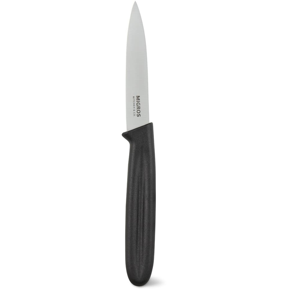 Migros Kitchen & Co. Rüstmesser ohne Wellenschliff schwarz, Edelstahl, Klinge: 9 cm