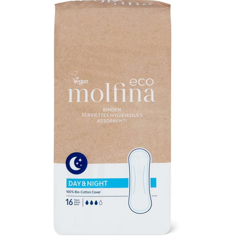Molfina Eco Binde Day & Night 100% Bio-Cotton Cover, vegan