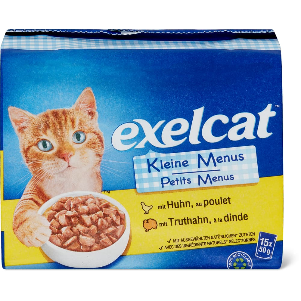 Exelcat Adult Häppchen in Sauce mit Huhn, mit Truthahn und mit Geflügel