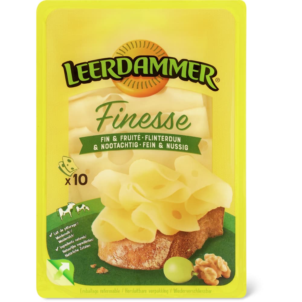 Leerdammer Finesse Halbhartkäse 10 Scheiben - extra dünn geschnitten
