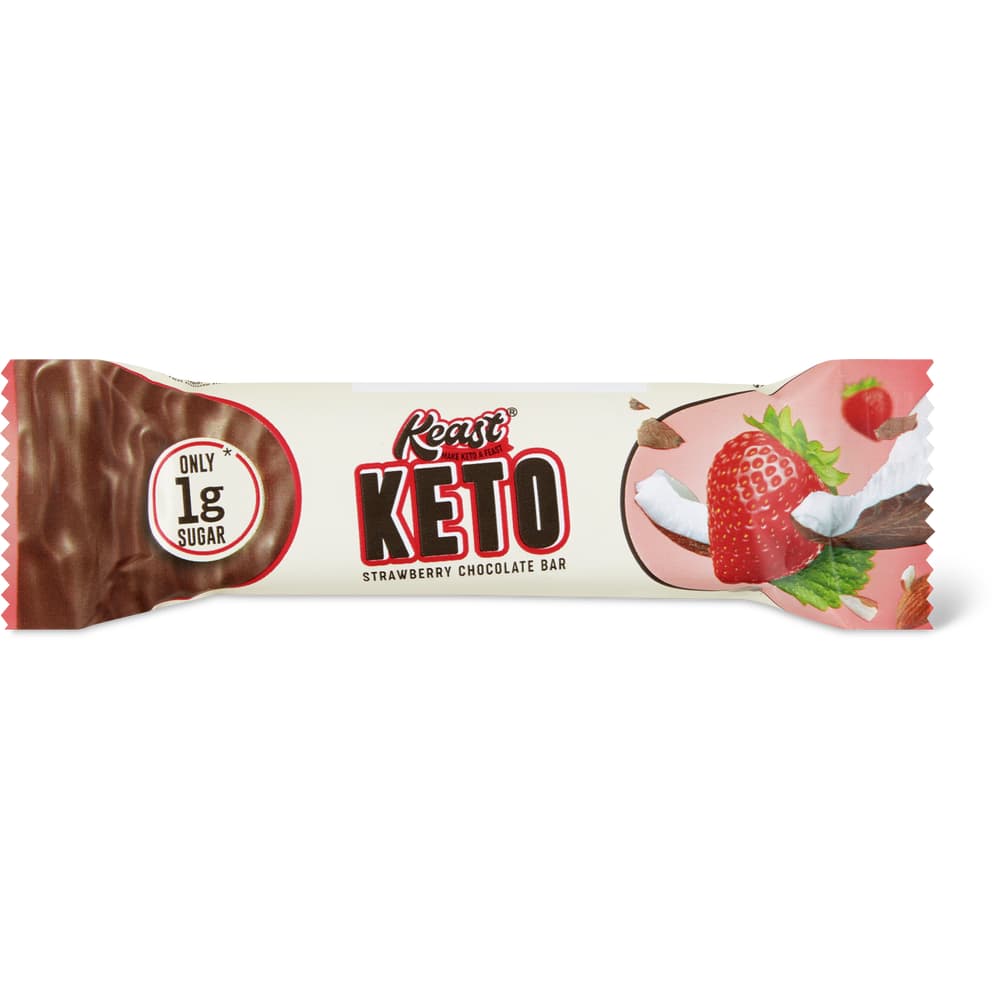 Keto Riegel Schokolade und Erdbeere
