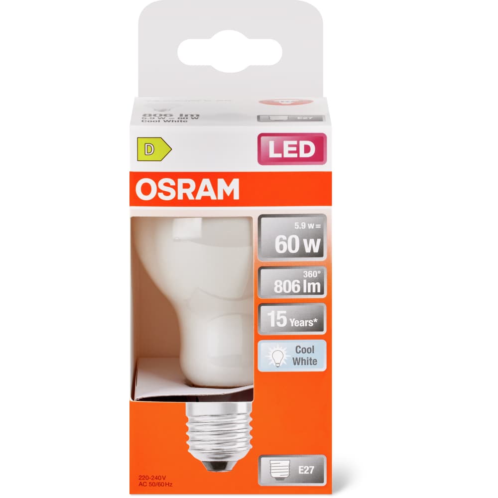 Osram Led Leuchtmittel CL A60 MATT KALTWEISS E27
