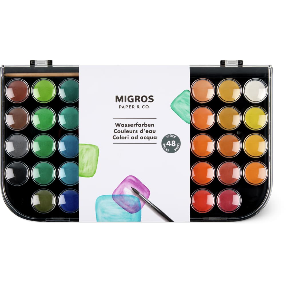 Migros Paper & Co. Wassermalfarben Set 48 Stück