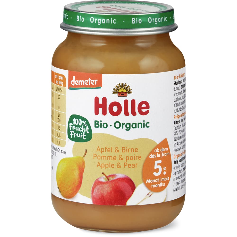 Holle Bio Demeter Babygläschen Apfel und Birne Ab 5 Monaten