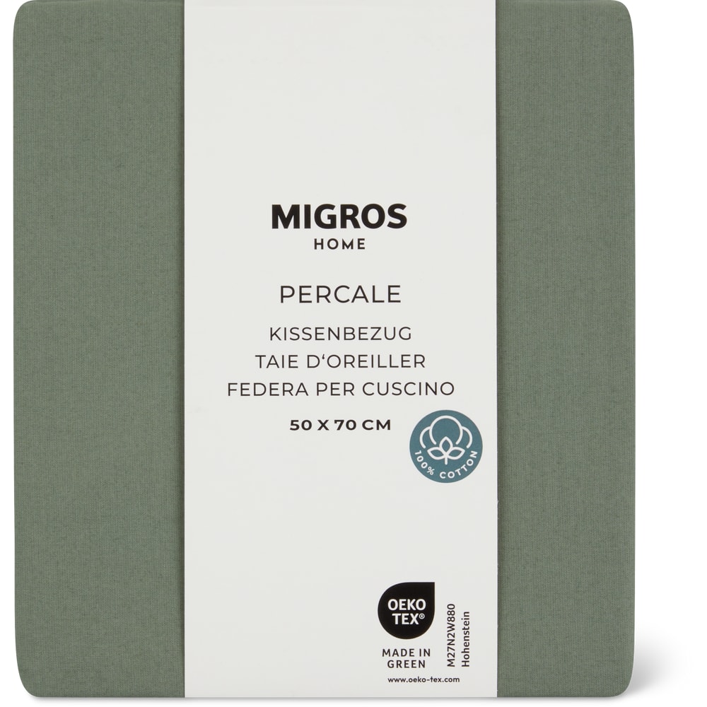 Migros Home Kissenbezug Percale 50x70cm, grün