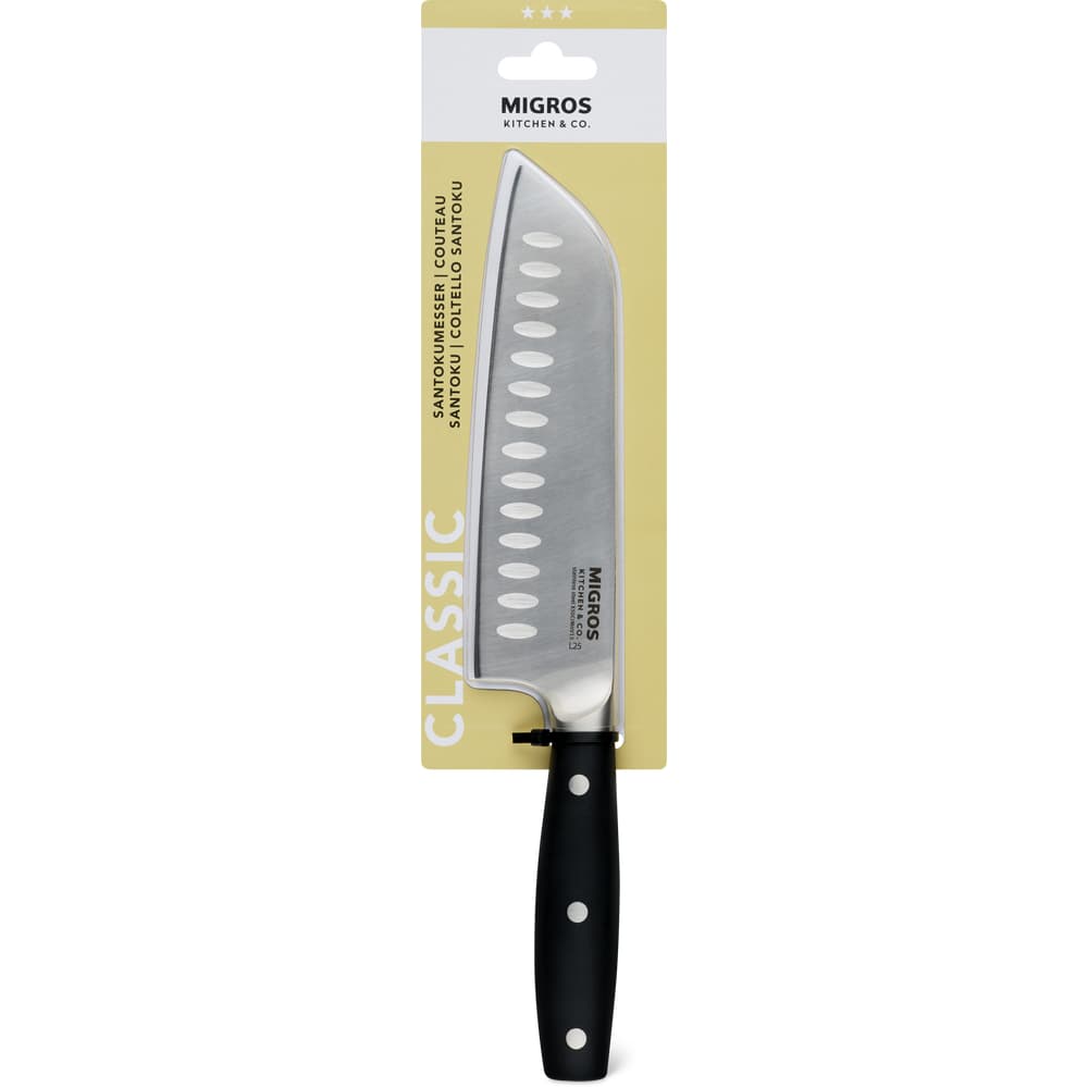 Migros Kitchen & Co. Santokumesser schwarz, Stahl, Klinge: 18 cm