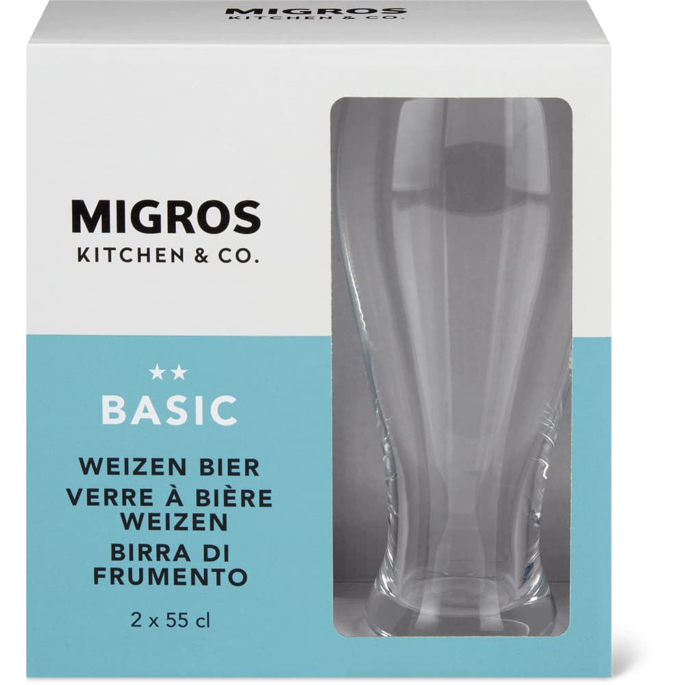 Migros Kitchen & Co. Bierglas Basic Weizen Transparent, 55cl
