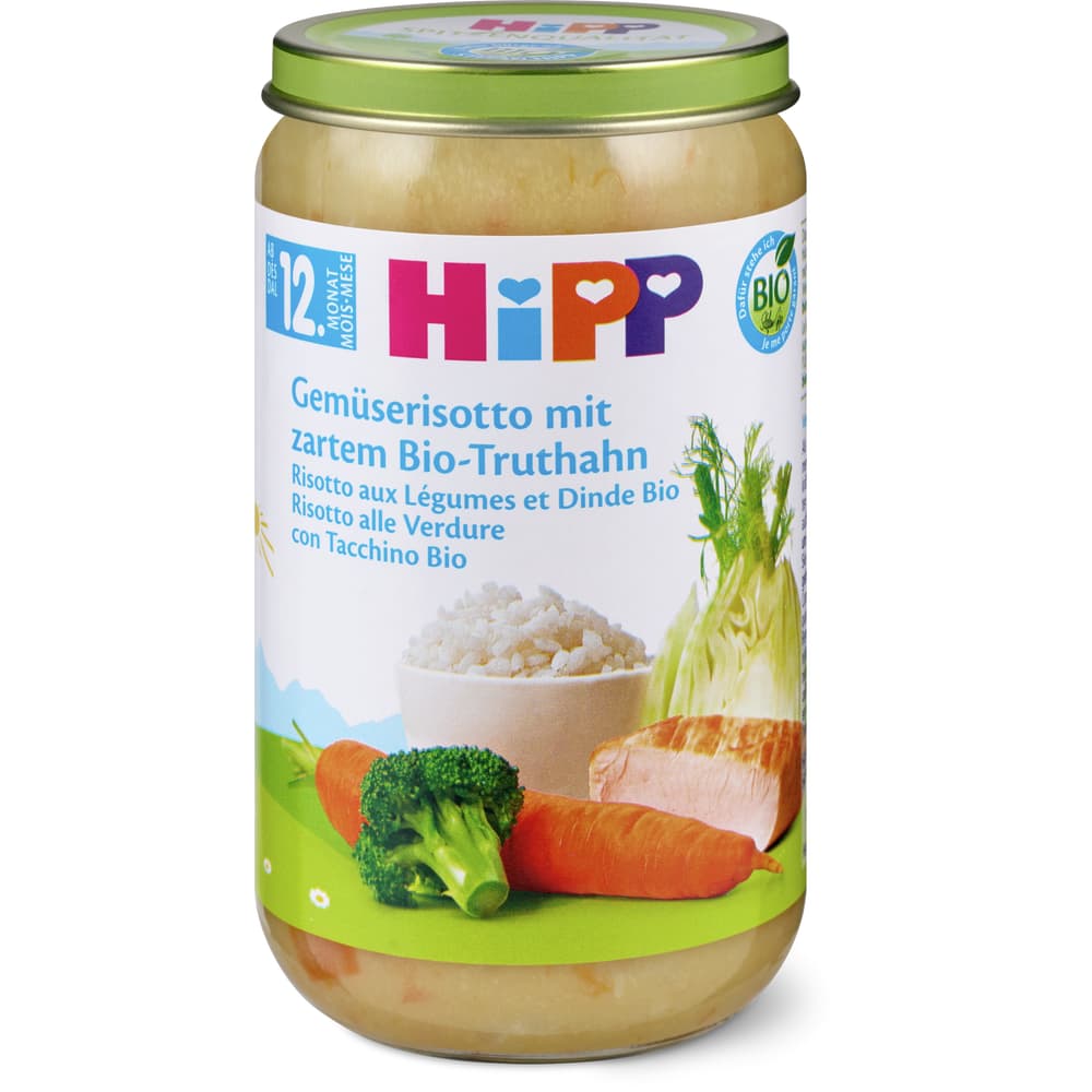 HiPP Bio Babygläschen mit Gemüserisotto und zartem Bio-Truthahn Ab 12 Monaten