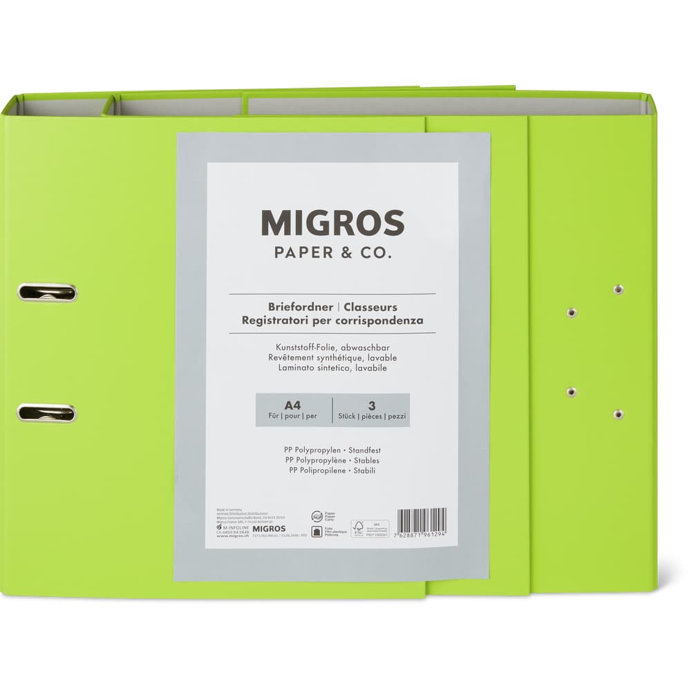 Migros Paper & Co. Briefordner 7 cm, hellgrün