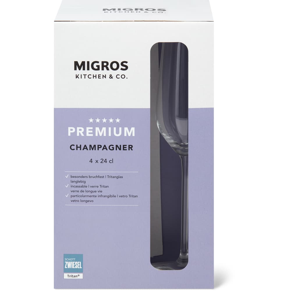 Migros Kitchen & Co. Champagnerglas Premium Transparent, 24cl