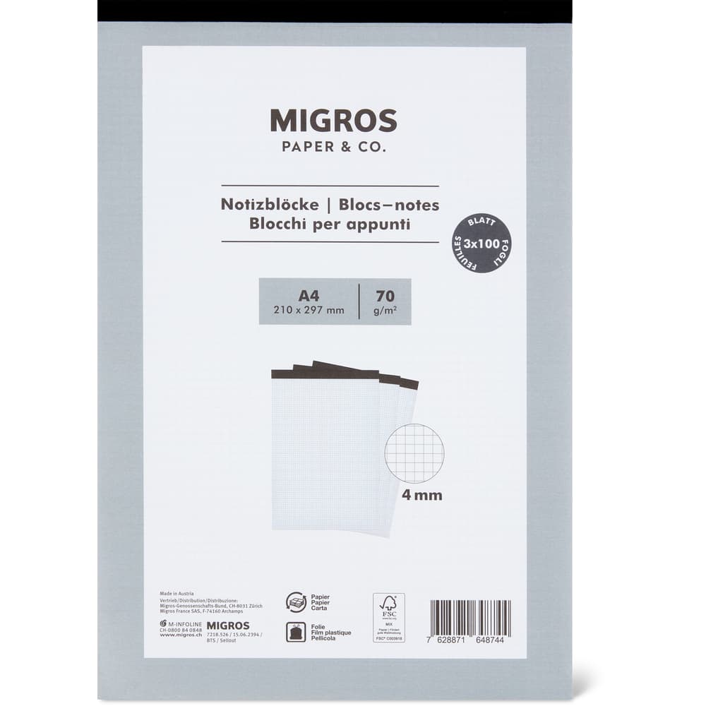 Migros Paper & Co. Notizblock A4 3 Stk.