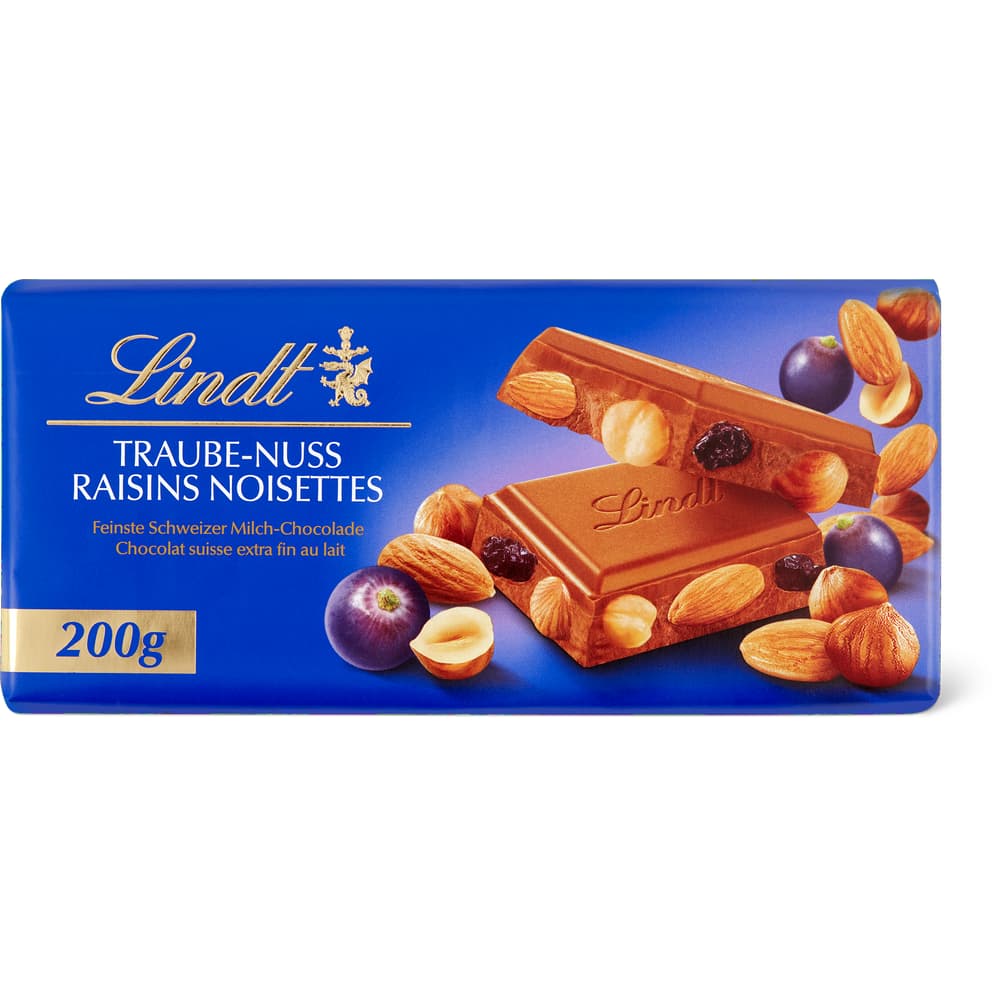 Lindt Tafelschokolade Milch Traube Nuss