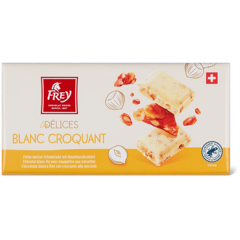 Frey Les Délices Blanc Croquant Weisse Schokolade mit Haselnusskrokant
