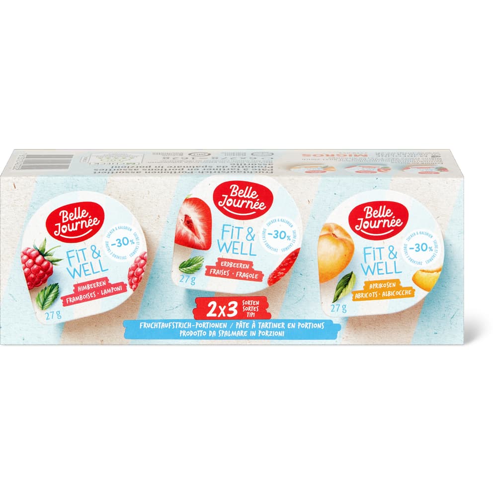 Belle Journée Fit & Well Portionen-Konfitüren Himbeeren, Erdbeeren, Aprikosen