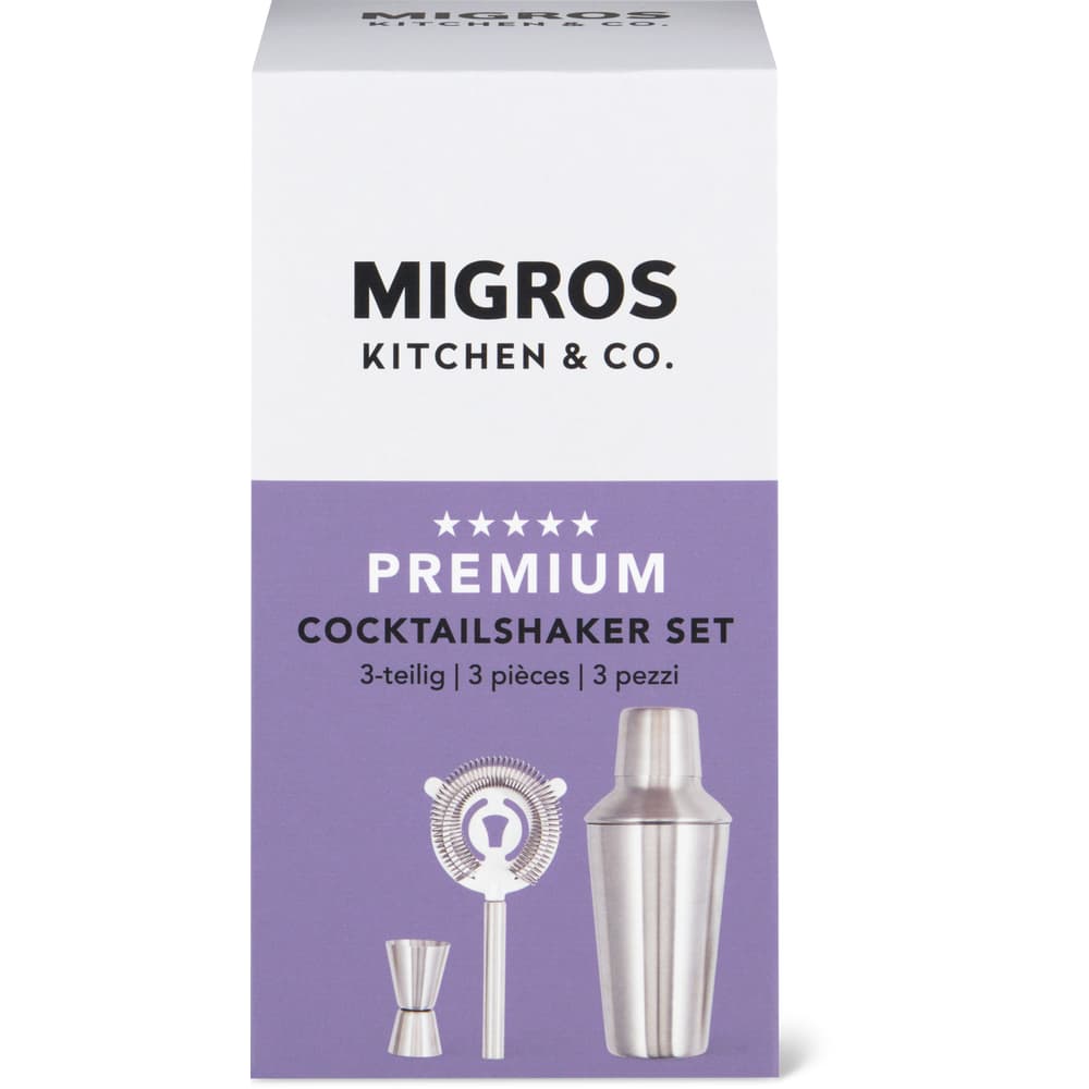 Migros Kitchen & Co. Barzubehör, Cocktailshaker-Set Silber, assortiert