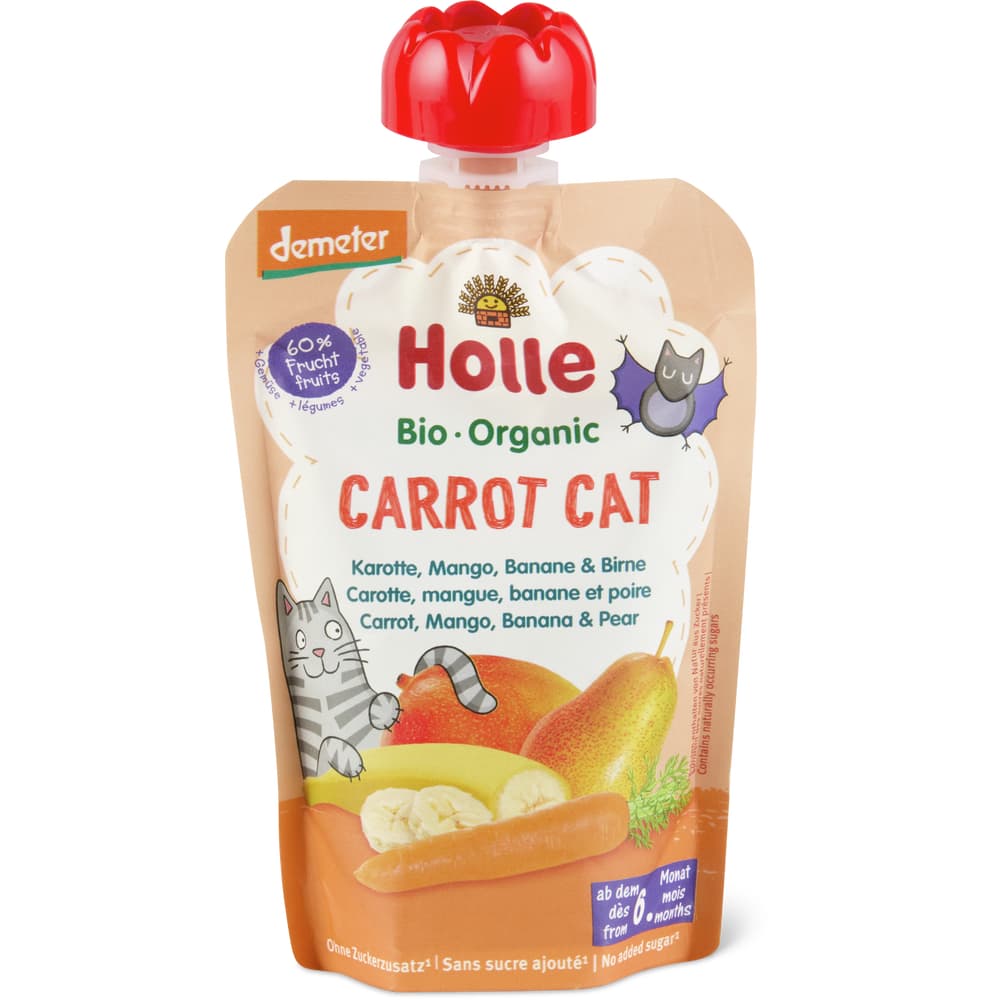 Holle Bio Demeter Quetschbeutel für Babys Karotte, Mango, Banane und Birne Ab 6 Monaten