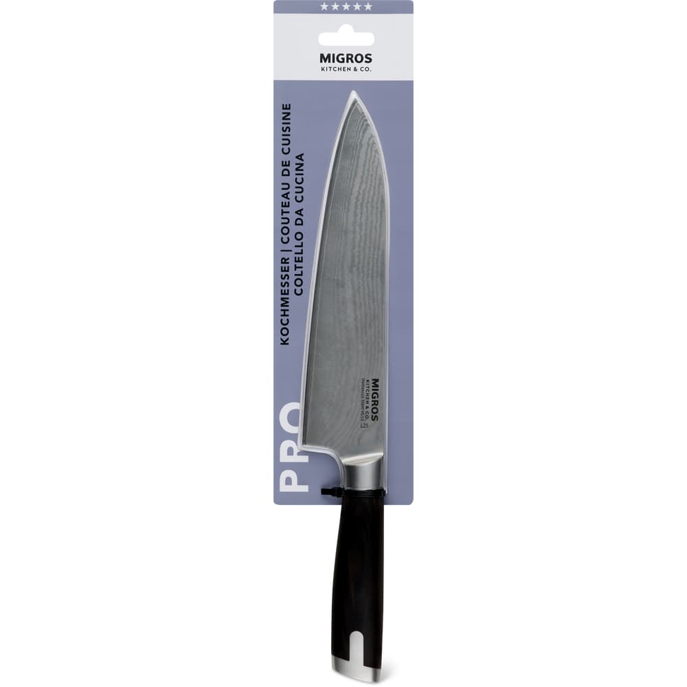 Migros Kitchen & Co. Kochmesser schwarz, Damaststahl, Klinge: 20 cm