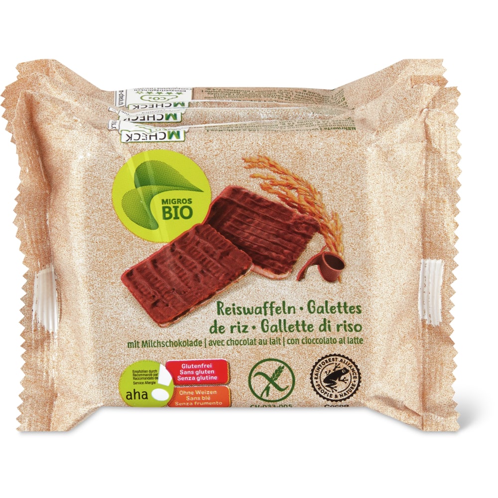 Migros Bio aha! Reiswaffeln mit Milchschokolade