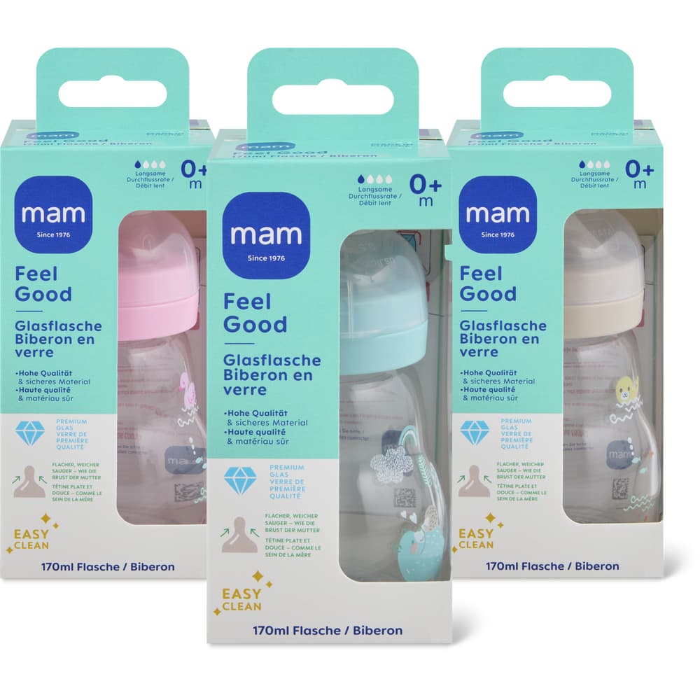 MAM Feel Good Babyglasflasche Von Geburt an