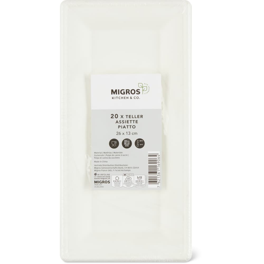 Migros Kitchen & Co. Teller aus Zuckerrohrfasern 26x13cm