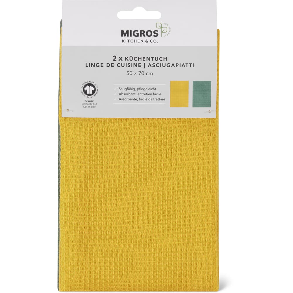Migros Kitchen & Co. Küchentuch Waffel gelb, grün