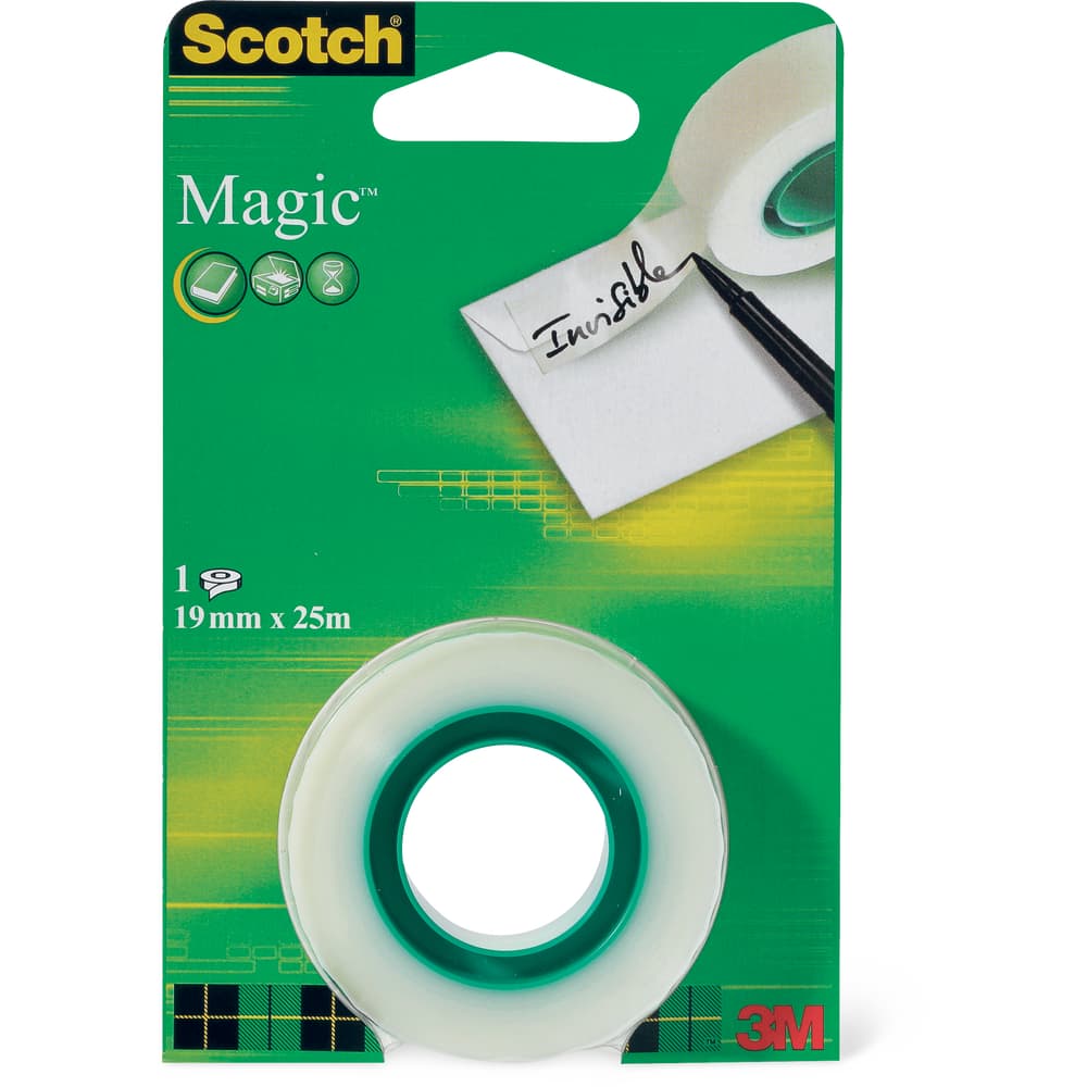Produktbild von Scotch Magic Unsichtbares Klebeband – 3 Rollen 19 Mm X 25 M + Handabroller Gratis, Grün