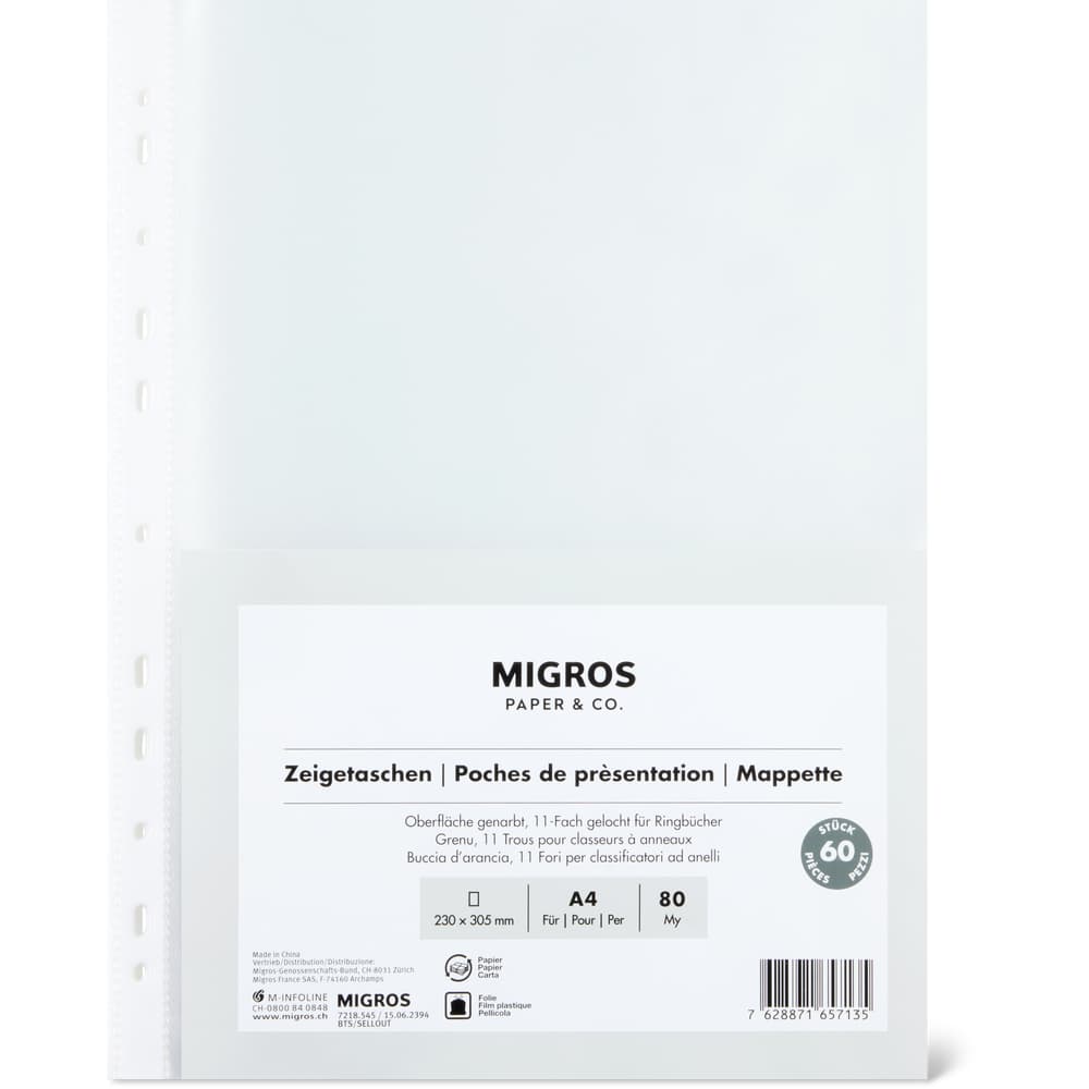 Migros Paper & Co. Zeigetaschen A4, 80 My