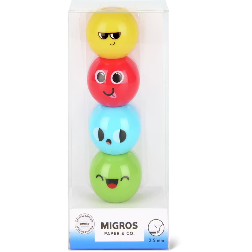 Migros Paper & Co. Leuchtstift Kugeln, 4 Farben