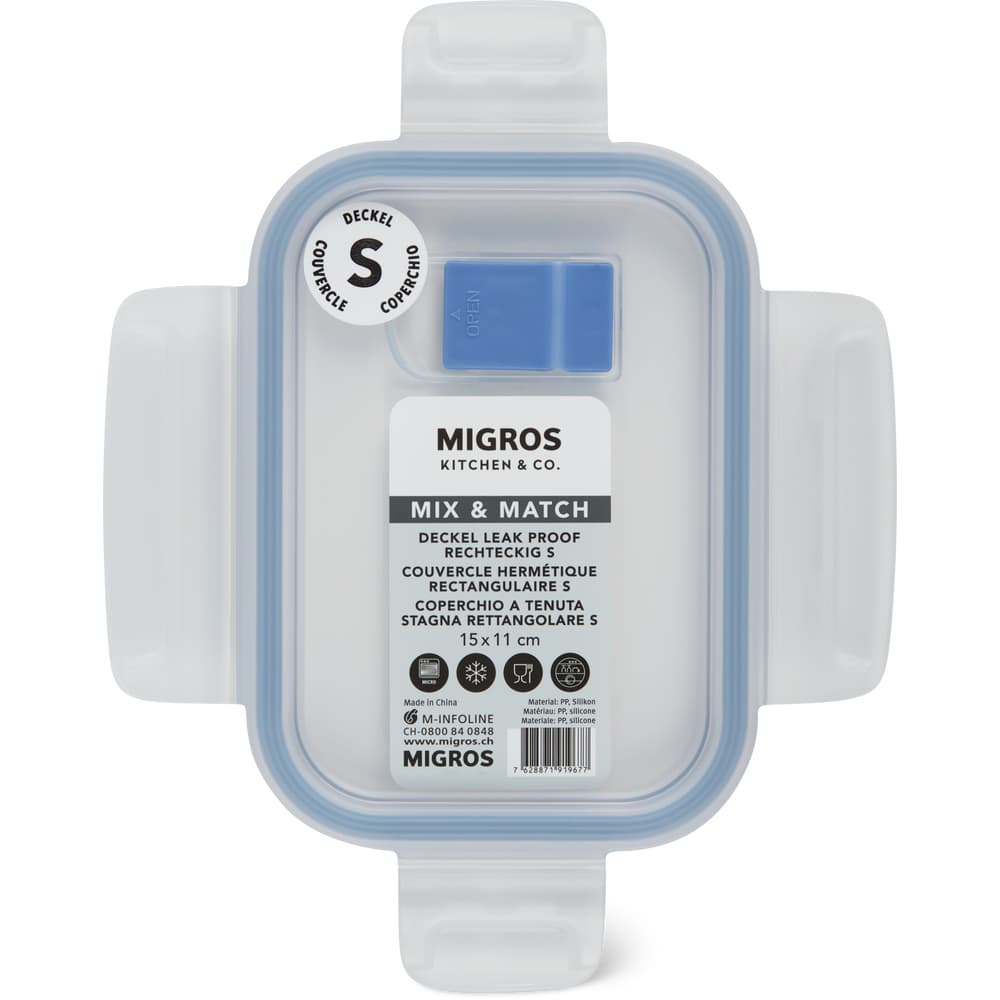 Migros Kitchen & Co. Deckel Leak Proof rechteckig, S, 14.5cm x 10.5cm