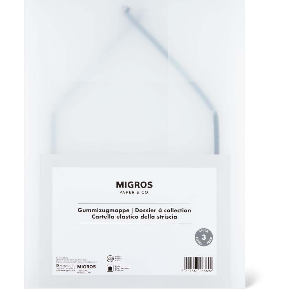 Migros Paper & Co. Gummizugmappe A4, transparent