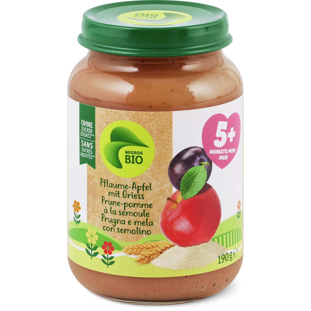 Migros Bio Apfel Pflaume Griess 190G Bio