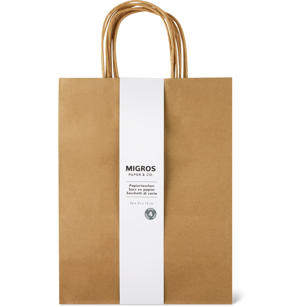 Migros Paper & Co. Papiertüten XL Kraft, 24 x 31 x 12 cm