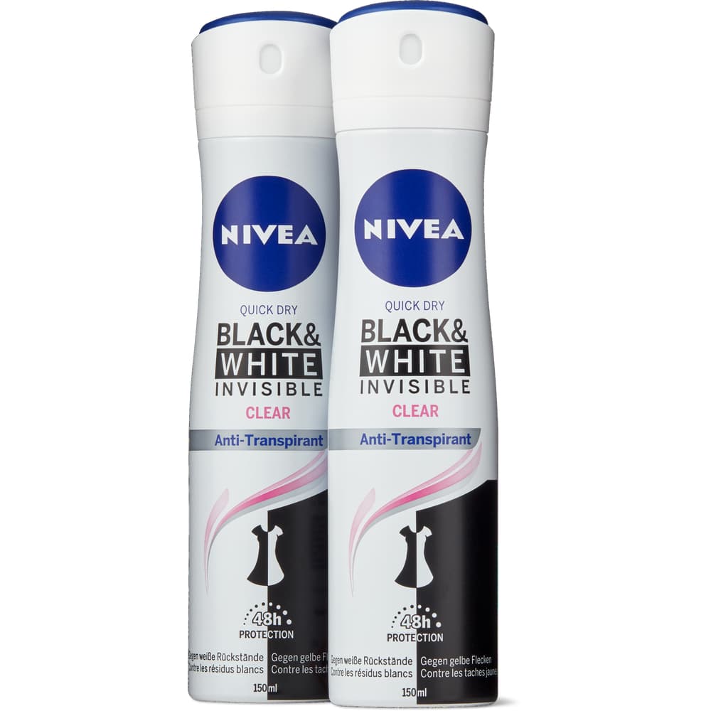 Nivea Deo Spray Black&White Invisible clear 72h, Anti-Transpirant