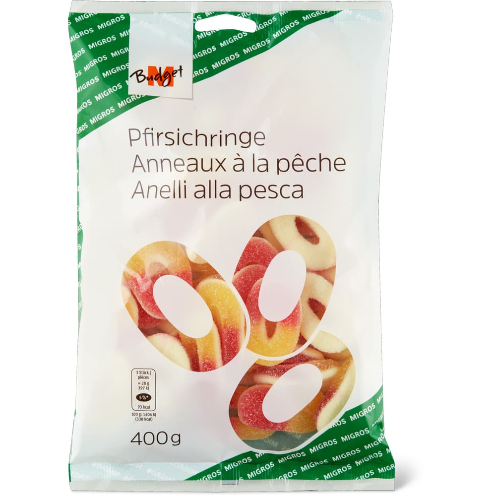 M-Budget Gummiringli mit Pfirsich & Apfel-Aroma