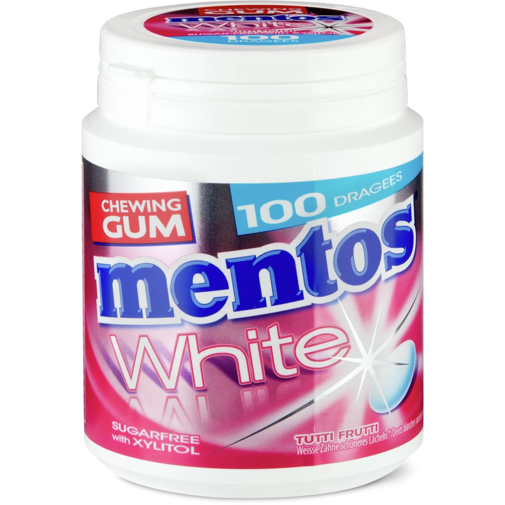 Mentos White Kaugummi mit Süssungsmittel Tutti Frutti