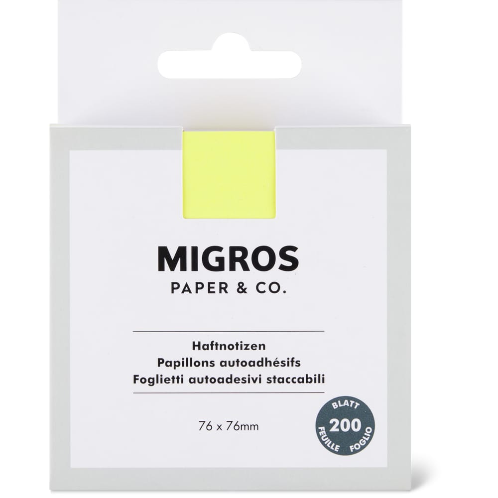 Migros Paper & Co. Haftnotizen 76 x 76mm, jung