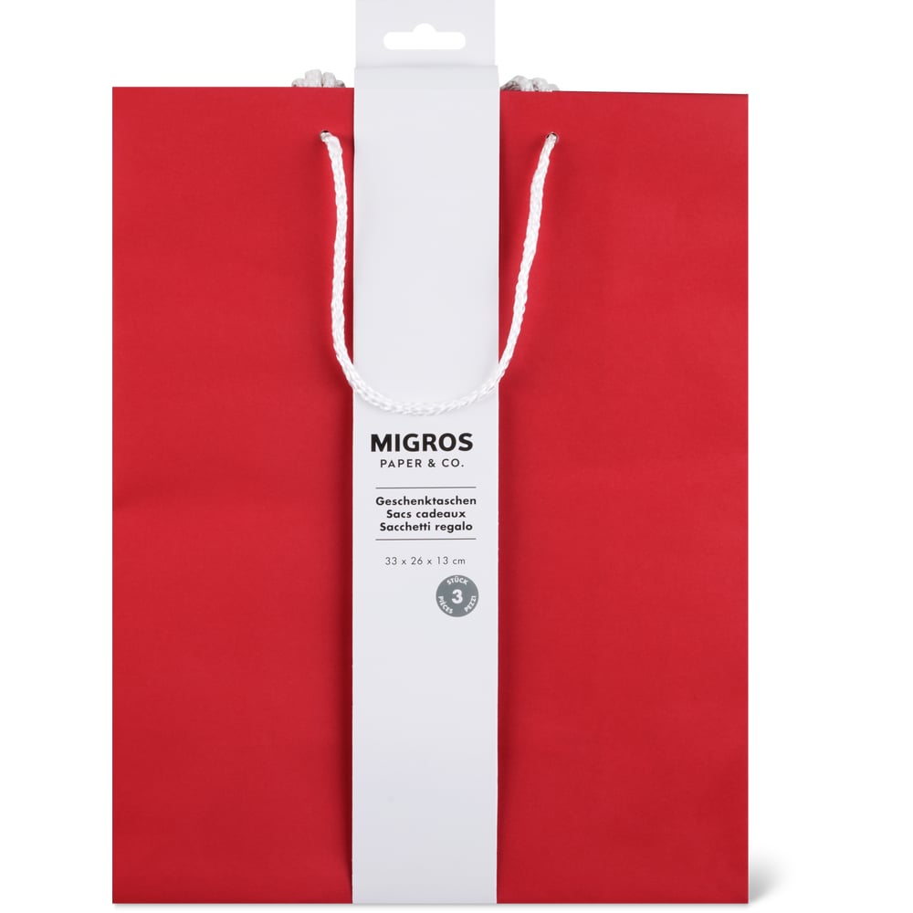 Migros Paper & Co. Geschenktaschen L Rot, 26 x 33 x 13 cm