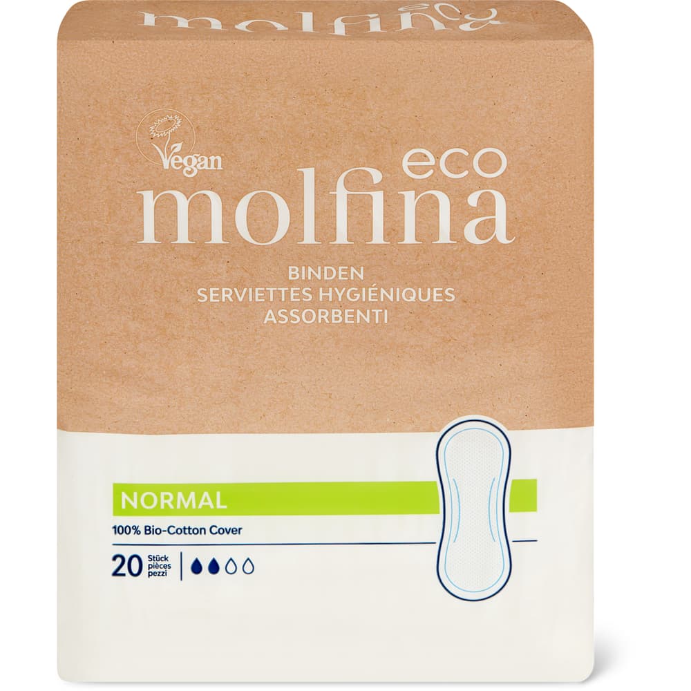 Molfina Eco Binde Normal 100% Bio-Cotton Cover, vegan