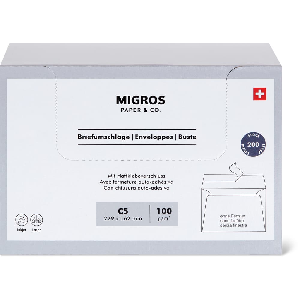 Migros Paper & Co. Briefumschlag C5, ohne Fenster