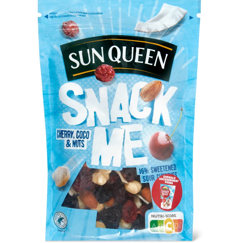 Sun Queen Snack me Cranberries, Haselnüssen & Mandeln geröstet, Kokosnuss, Sauerkirschen