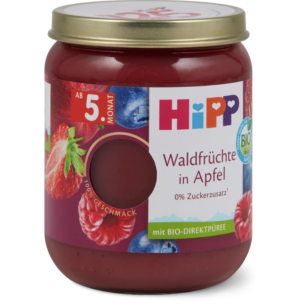 Hipp Waldfrüchte in Apfel Brei Bio, ab 5. Monat , ohne Zuckerzusatz