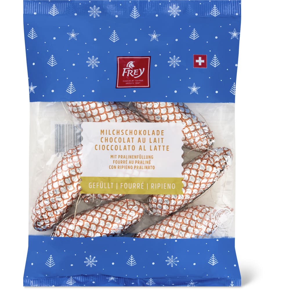 Frey Weihnachtsschokolade Milchschokolade halb gefüllt mit Praline-Füllung, Weinachtsbaumschmuck