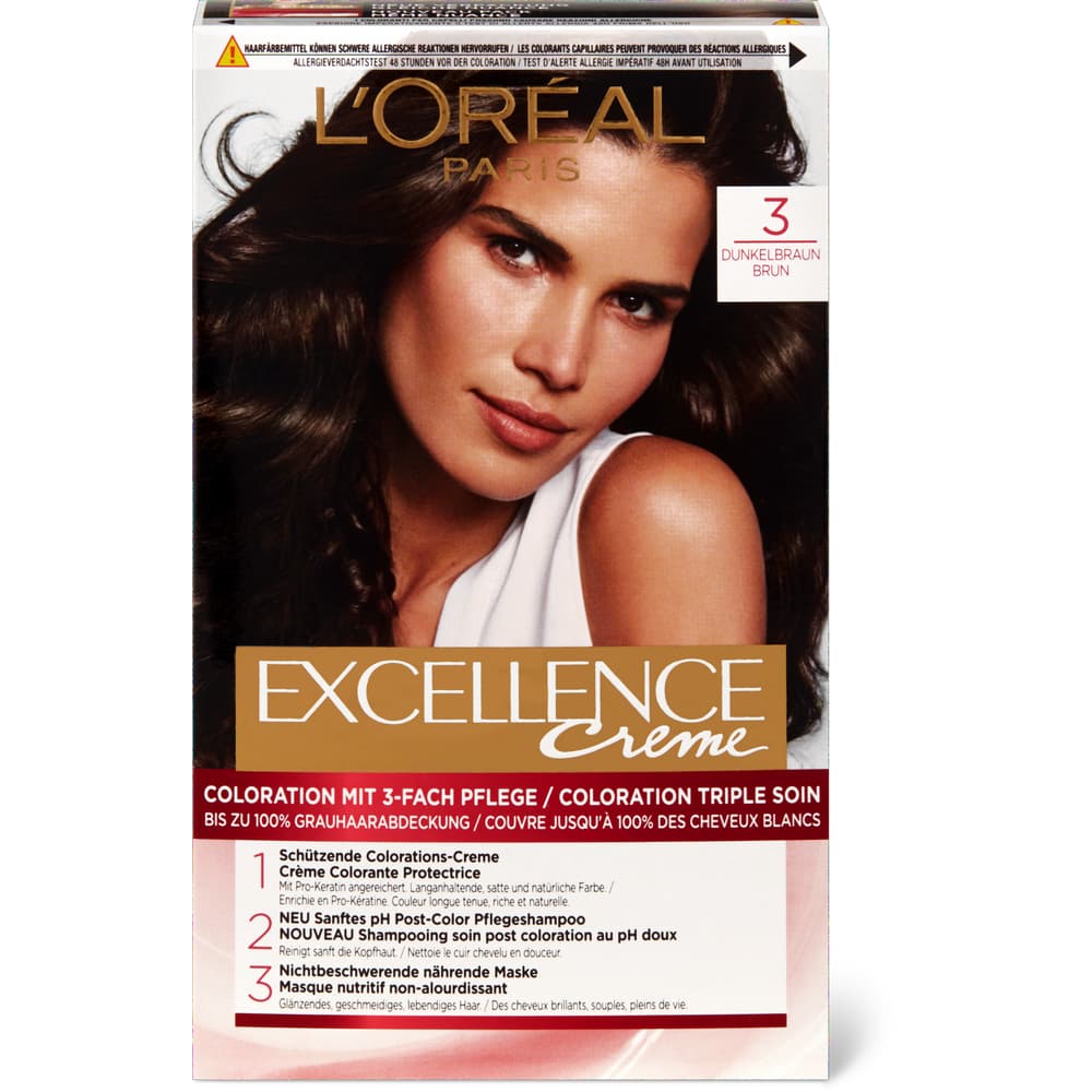 L'Oréal Paris Excellence Creme Dauerhafte Haarfarbe 3 Dunklebraun