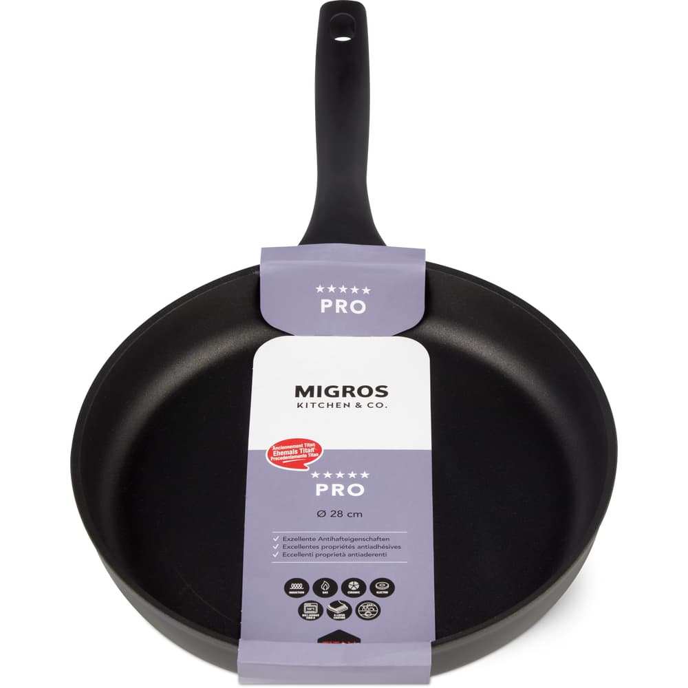 Migros Kitchen & Co. Pro Bratpfanne Ø 28 cm, flach, schwarz