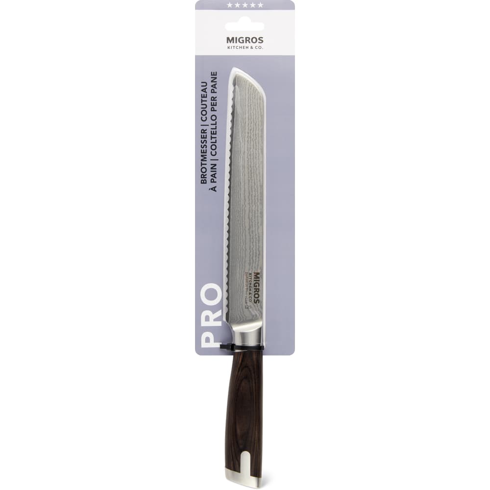 Migros Kitchen & Co. Brotmesser schwarz, Damaststahl, Klinge: 20 cm