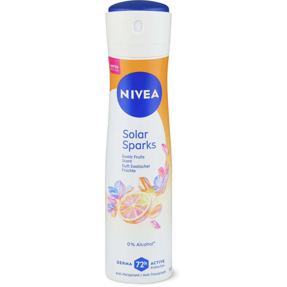 Nivea Deo Spray Solar Sparks 72h, 0% Alkohol, Anti-Transpirant