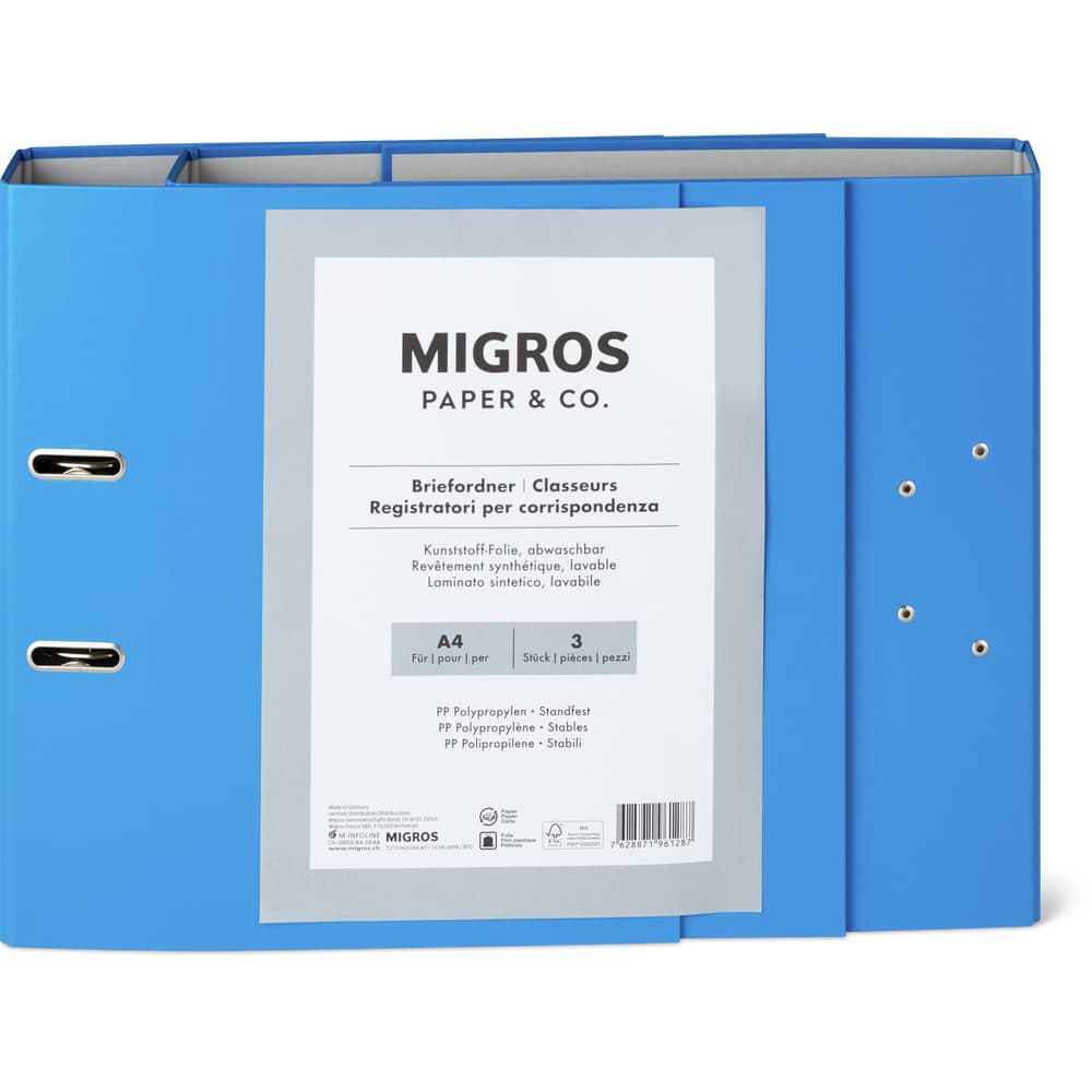 Migros Paper & Co. Briefordner 7 cm, blau