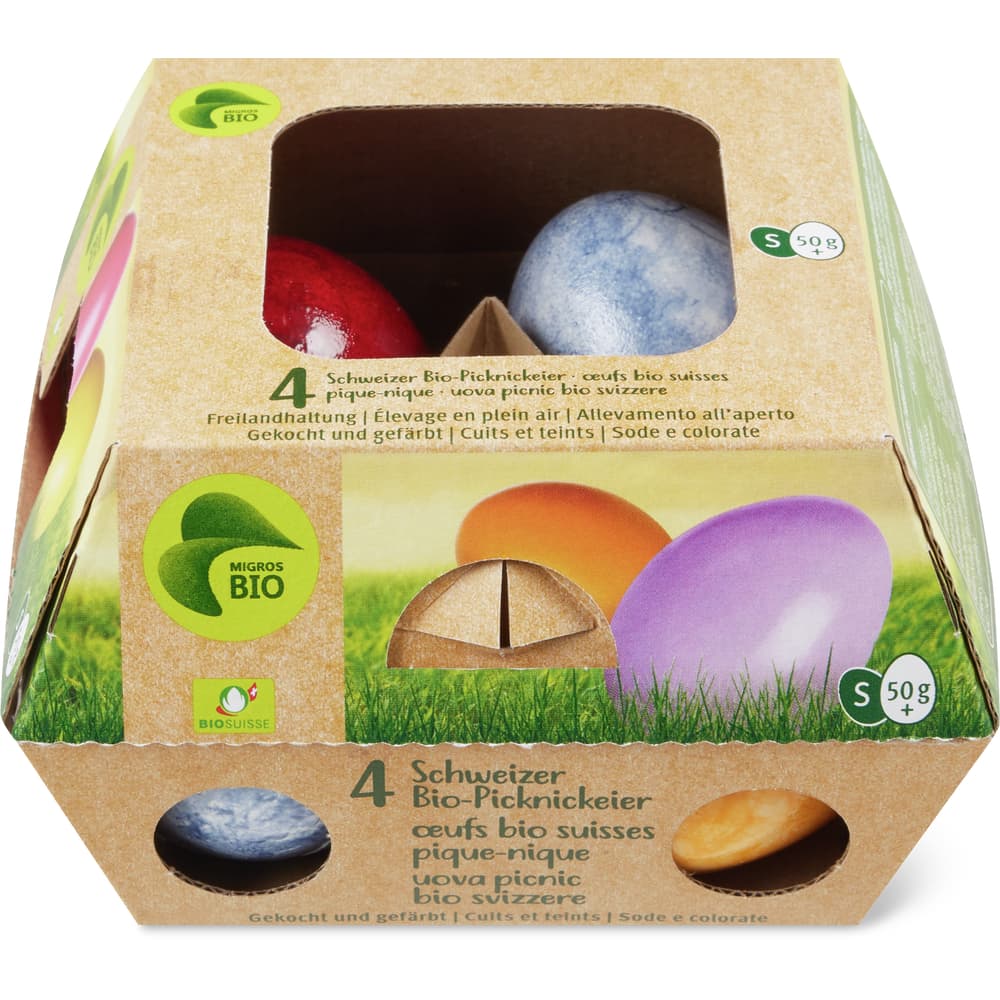 Migros Bio Schweizer Eier S Freiland, gekocht und gefärbt